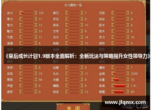 《皇后成长计划1.9版本全面解析:全新玩法与策略提升女性领导力》 《皇后成长计划1.9版本全面解析:全新玩法与策略提升女性领导力》